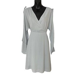 Luna Womens Surplice Neck Long Sleeve Mid Length Dress Size Medium